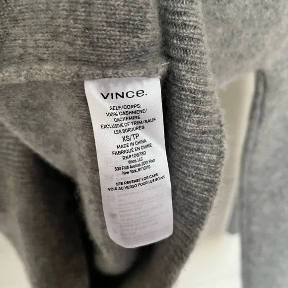 Vince Boiled Cashmere  Funnel-Neck Sweater in Gray -Size XS - Picture 7 of 9
